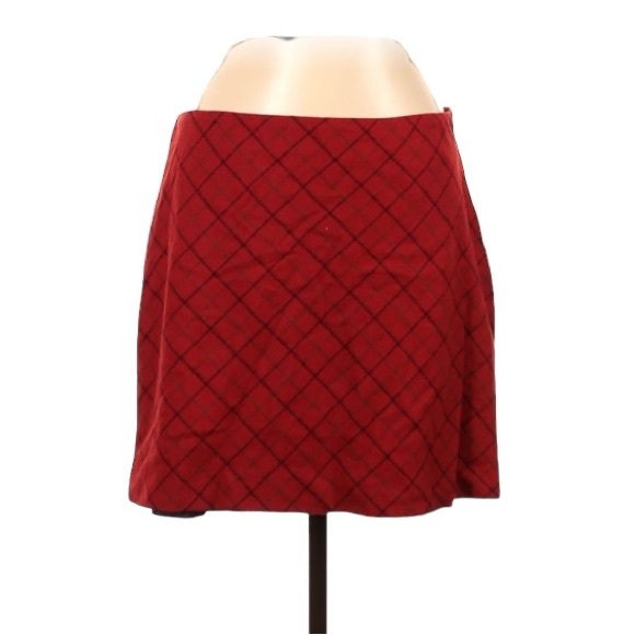 J. Crew Wool Plaid Red Mini Skirt size 10 - Picture 1 of 3
